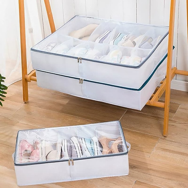 Home & Garden Home Decor | PVC Adjustable Bed Bottom Shoe Storage Box Large-capacity Shoe Storage Dust-proof Shoe Box Washable S