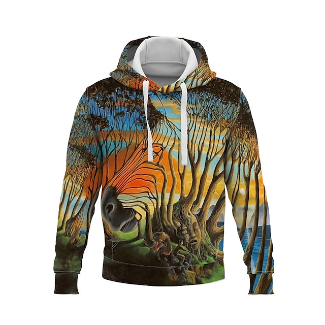 Mens Clothing Mens Hoodies & Sweatshirts | Mens Pullover Hoodie Sweatshirt Graphic Patterned Landscape Print Daily Sports Street