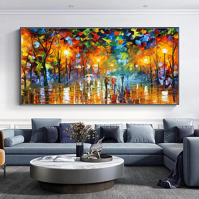 Mintura Handmade Oil Painting On Canvas Wall Art Decoration Modern Abstract City Landscape Picture For Home Decor Rolled Frameless Unstretched Painting 20