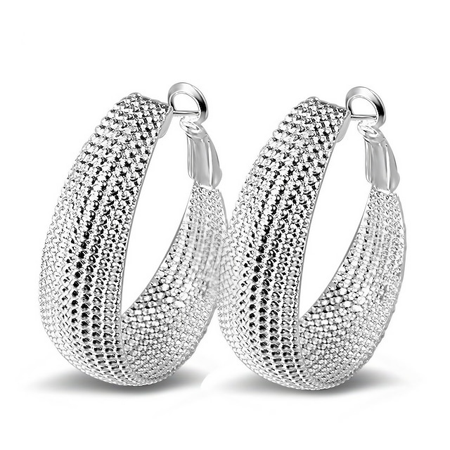 Hoop Earrings For Women's Party Wedding Casual Sterling Silver Silver