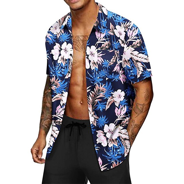 Mens Clothing Mens Shirts | Mens Shirt 3D Print Floral Graphic Patterned Turndown Street Daily 3D Button-Down Short Sleeve Tops 