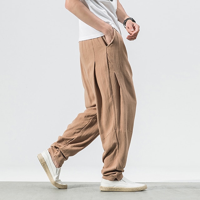 Mens Clothing Mens Bottoms | Mens Chino Athleisure Tapered pants Full Length Pants Casual Daily Inelastic Solid Color Sports Mid