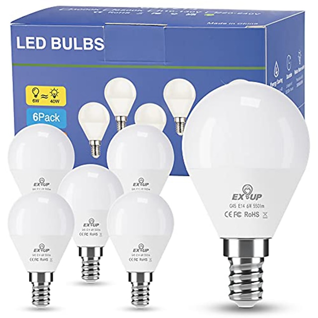  12pcs 6pcs 6W LED Globe Light Bulb 600lm E14 G45 20 LED Beads SMD 2835 60W Halogen Equivalent Warm Cold White 110-240V