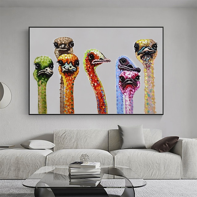  mintura handgemaakte struisvogel aniamls olieverf op canvas muur kunst decoratie moderne abstracte foto voor home decor gerold frameloze ongestrekte schilderij
