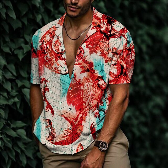 Mens Clothing Mens Shirts | Mens Shirt 3D Print Abstract Turndown Street Casual Button-Down Print Short Sleeve Tops Designer Cas