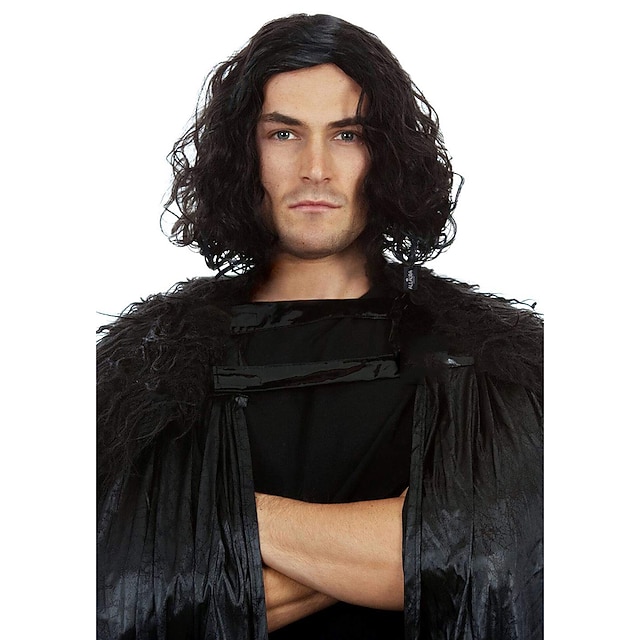 snow king peruk kort svart lockigt cosplay peruk för män cosplay herr halloween peruker