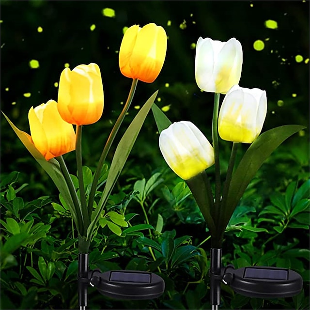  2/4 יחידות פרח שמש אור חיצוני led סימולציה טוליפ מנורת דשא חיצוני גן חצר פארק שביל מסדרון דשא תאורה דקורטיבית