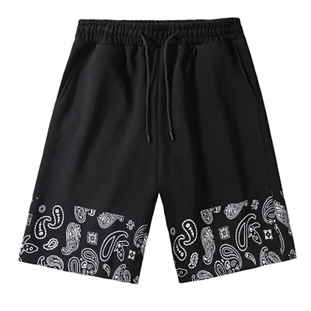 Mens Clothing Mens Bottoms | Mens Chic & Modern Casual Shorts Pocket Print Knee Length Pants Casual Daily Inelastic Cashew nuts 