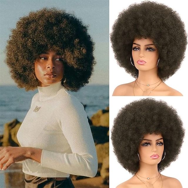  cosplay parykker afro puff parykker for kvinner kort afro kinky krøllete parykk varmebestandig syntetisk hår fluffy myk naturlig utseende parykk for svarte kvinner