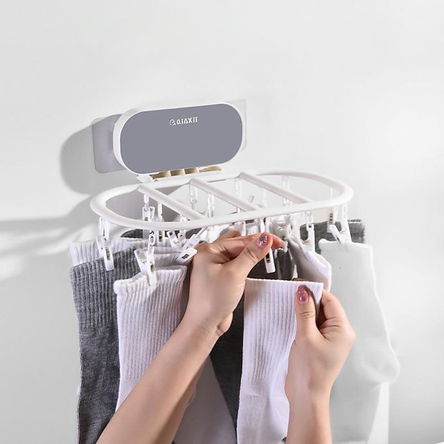 Home & Garden Home Decor | Folding Sock Rack Drying Rack Multi-clip Drying Wall Hanging Socks Underwear Windproof Rack Bathroom 