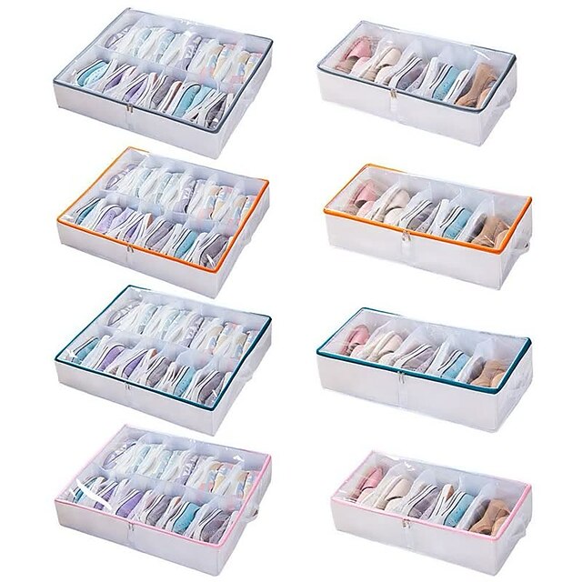 Home & Garden Home Decor | PVC Adjustable Bed Bottom Shoe Storage Box Large-capacity Shoe Storage Dust-proof Shoe Box Washable S