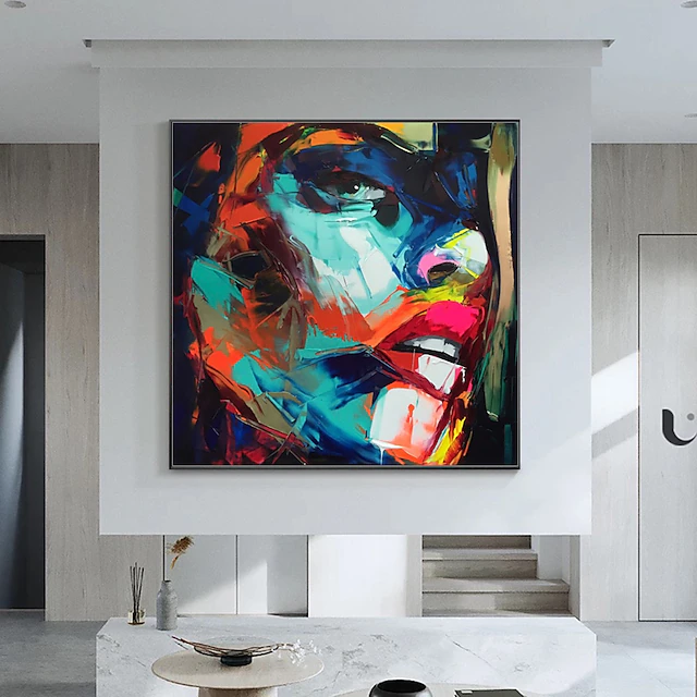 Mintura Handmade Face Oil Paintings On Canvas Wall Art Decoration Modern Abstract Figure Pictures For Home Decor Rolled Frameless Unstretched Painting 10