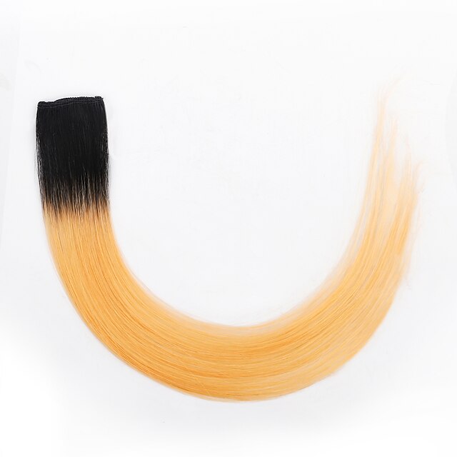  Clip In Hair Extensions Remy Human Hair 1 PCS Pack Straight Black Orange Hair Extensions / Daily Wear