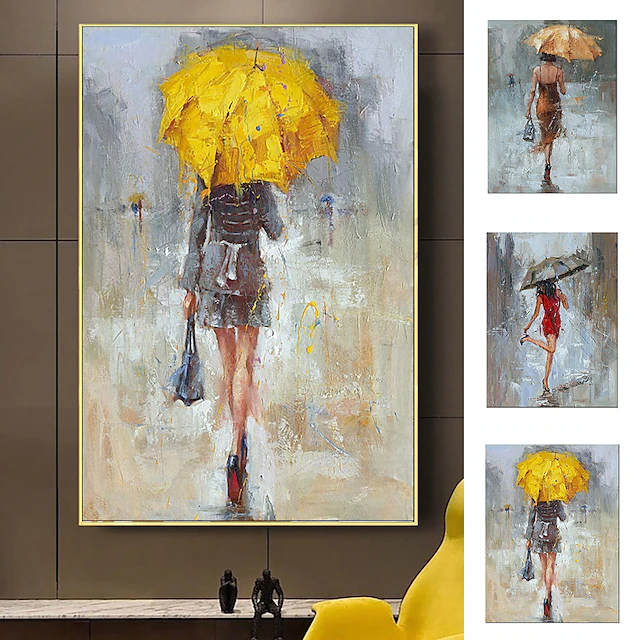 Handmade Oil Painting Canvas Wall Art Decoration Figure Portrait Woman With Umbrella for Home Decor Rolled Frameless Unstretched Painting 11