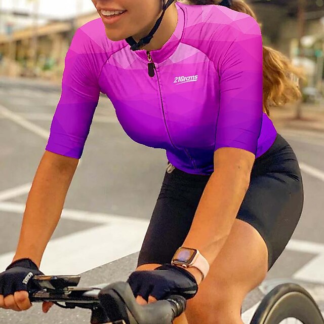  21Grams Women's Cycling Jersey Short Sleeve Bike Top with 3 Rear Pockets Mountain Bike MTB Road Bike Cycling Breathable Quick Dry Moisture Wicking Purple Sky Blue Red Spandex Polyester Sports