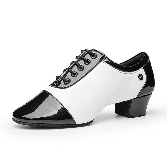  Муж. Обувь для латины Тренировочная танцевальная обувь Линия Танца В помещении кадриль Партийные Коллекции Вечеринка Стиль Планка Пайетки Толстая каблук Заостренный носок Шнуровка Для подростков