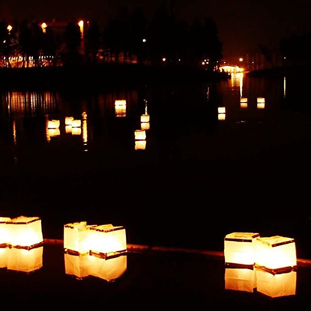 Home & Garden Home Decor | Square Paper Lantern With Floating Water Lanterns For Wedding Birthday Party No Candle 15*15CM/6*6 - 