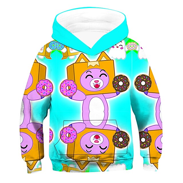 Baby & Kids Boys Clothing | Kids Boys Hoodie Long Sleeve 3D Print Graphic Patterned Pocket Blue Pink Lilac Children Tops Fall Wi