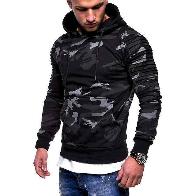 Men's Graphic Camo / Camouflage Hoodie Hoodies Sweatshirt Casual Big and Tall Long Sleeve Hooded Daily Sports Streetwear Black Army Green Print Summer Spring Designer 12