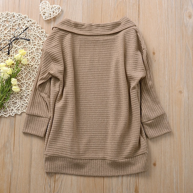 Baby & Kids Girls Clothing | Kids Girls Coat Long Sleeve Black Wine Khaki Plain Fall Spring Active Daily 2-6 Years - EV48190