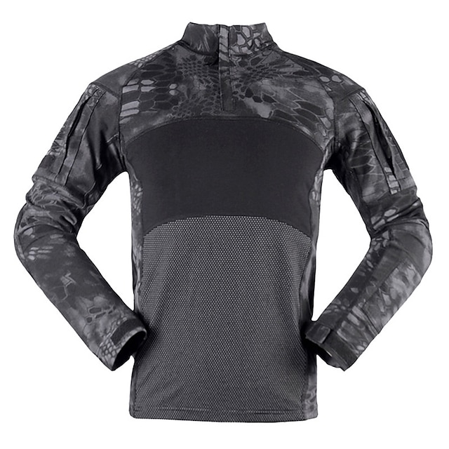  Men's Combat Shirt Tactical Military Shirt Camo / Camouflage Long Sleeve Outdoor Summer Autumn Breathable Multi-Pockets Quick Dry Sweat wicking Top Cotton Hunting Military Training Combat Jungle
