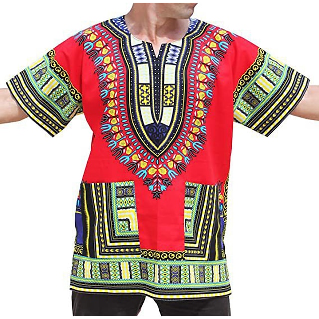  Herren Moderne afrikanische Outfits Übergröße Afrikanischer Druck Dashiki Maskerade Erwachsene oben Party