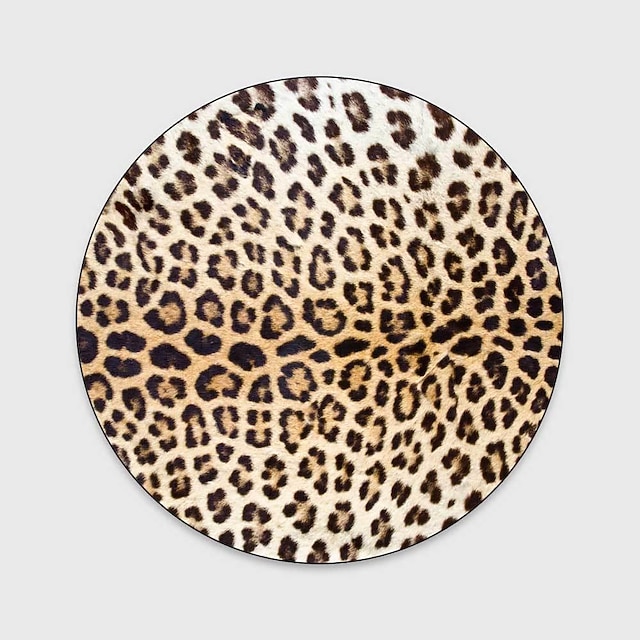  rundt leopardmønster teppe gulvdekor sklisikkert absorberende teppe for entré soverom stue sofa hjemmedeco