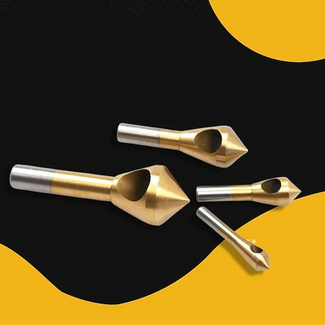 4PC Set 2-5-10 -15 -20 Taper Drill Taper Hole Cutter Steel Countersunk Head Countersink Deburring Drill 12