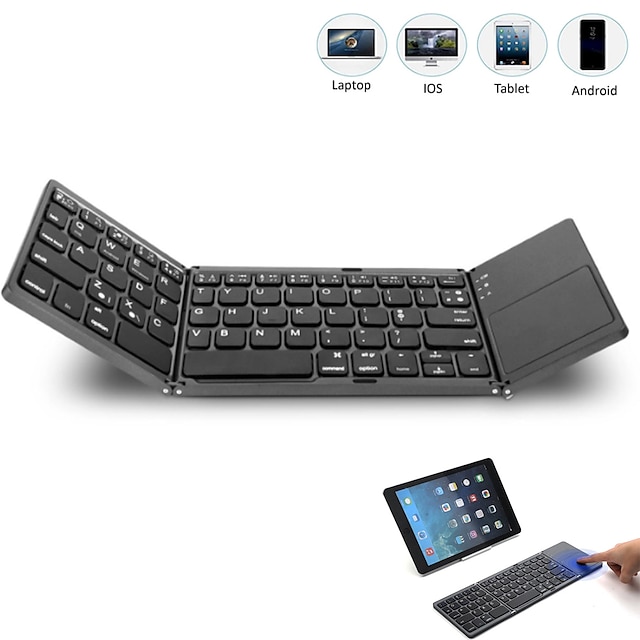  Trådløs Bluetooth Sammenleggbart tastatur Bærbar Veldig tynn Lettvekt Tastatur med Oppladbart Batteri 64 Nøkler