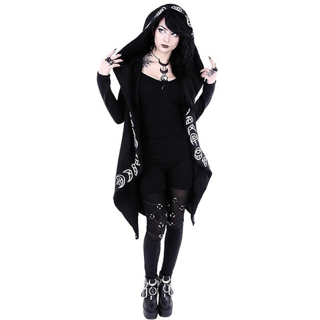 Women's Gothic Hooded Overcoat Goth Girl Plus Size Retro Vintage Punk ...