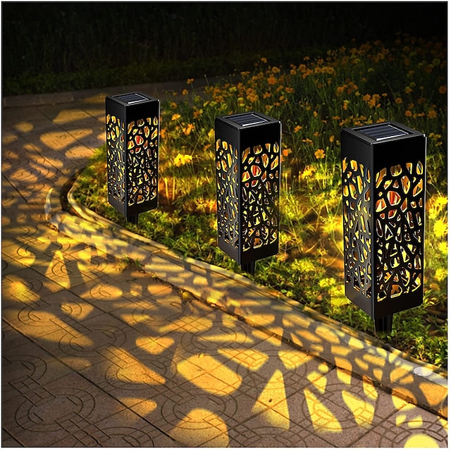  6 uds luz de camino al aire libre luces solares para camino de césped ip65 lámpara de jardín impermeable para patio camino paisaje decoración de patio iluminación 6x