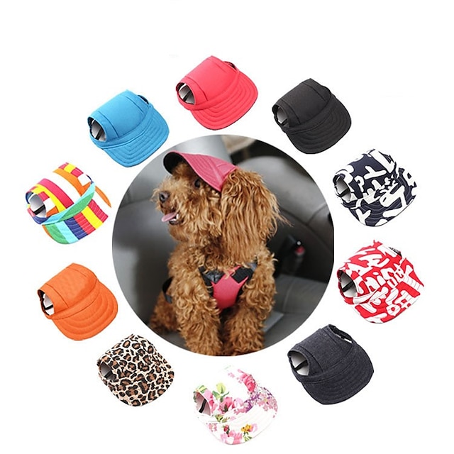  chapeau de chien-casquette de baseball pour animaux de compagnie/chapeau de sport pour chiens/casquette de visière avec trous d'oreille et mentonnière pour petits chiens par happy hours (s, m, l, xl)