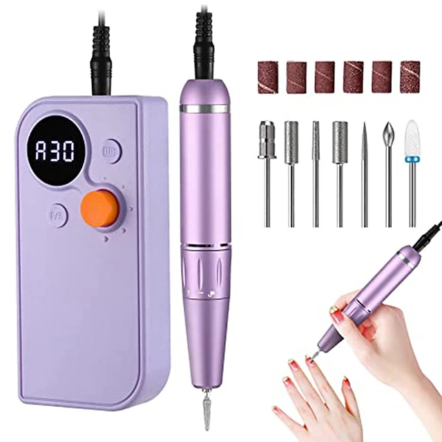Professional Portable Nail Drill Kit Rechargeable Nail Machine Electric Cordless Efile Nail Drill Set with 7 Nail Bits, Manicure Pedicure Tool 10