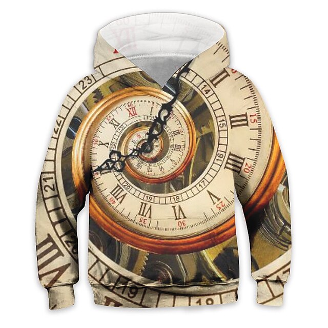 Baby & Kids Boys Clothing | Kids Boys Hoodie Long Sleeve 3D Print Graphic Patterned Pocket Khaki Children Tops Fall Spring Activ