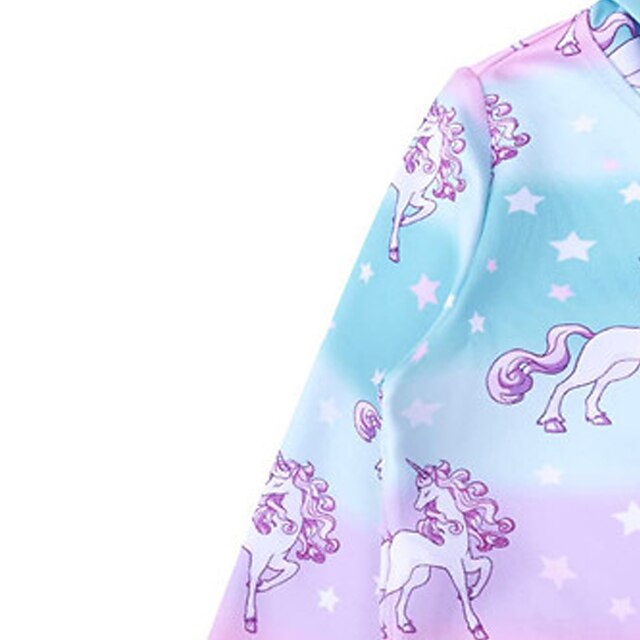 Baby & Kids Girls Clothing | Kids Girls Coat Long Sleeve Purple Rainbow Unicorn Zipper Fall Spring Active Street 3-12 Years - XG