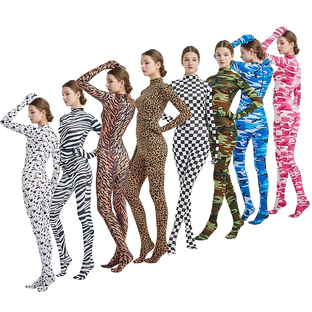  Zentai Suits Cosplay Costume Kid's Adults' Lycra Spandex Cosplay Costumes Cosplay Women's Plaid Checkered Camouflage Animal Fur Pattern Halloween Carnival Children's Day