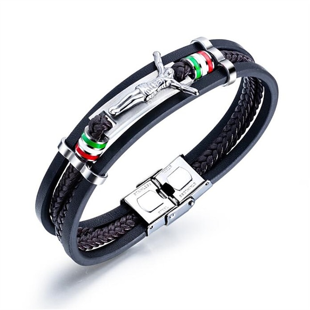 Shoes & Bags Fashion Accessories | Mens Leather Bracelet Classic Vintage Theme Fashion Leather Bracelet Jewelry Black For Annive