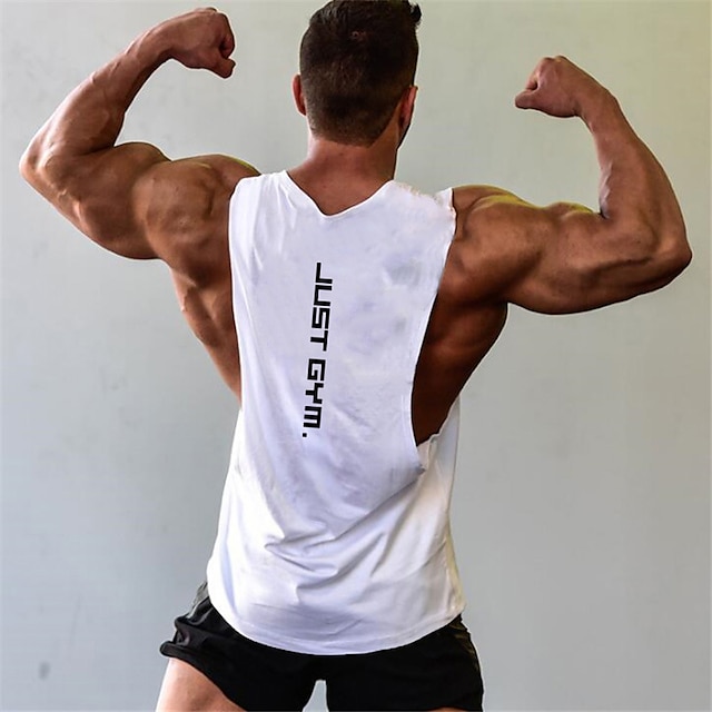  Herre Tanktop Vest Top Underskorte Uden ærmer Rund hals Sommer Bogstaver Afslappet Muskel Træning Ferierejse Sport Daglig Sort Hvid Gul Top T-shirt til mænd