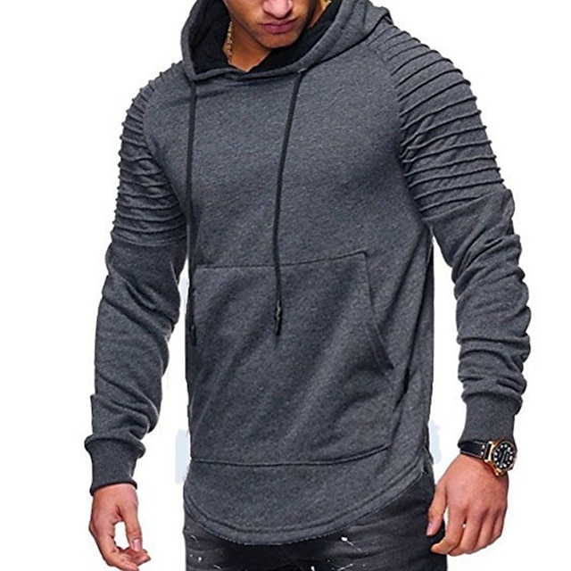 Mens Clothing Mens Hoodies & Sweatshirts | Mens Hoodie Pullover Hoodie Sweatshirt Solid Color Front Pocket Casual Daily Holiday 