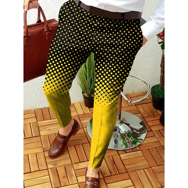  Męskie Spodnie Typu Chino Joggery Niejednolita całość Zamek Kieszeń Wzory graficzne Geometria Biznes Codzienny Spodnie Punk i gotyk Szczupła Żółty Czerwony Średnio elastyczny