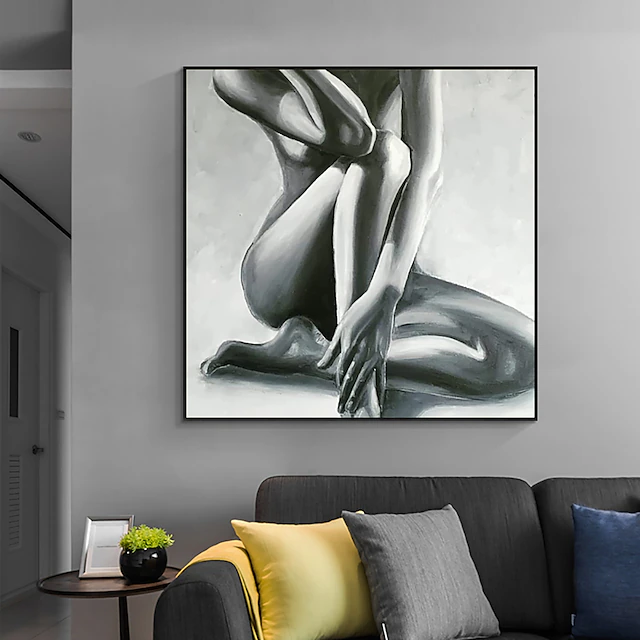 Handmade Oil Painting Canvas Wall Art Decoration Grey Modern Female Nude Human Body for Home Decor Rolled Frameless Unstretched Painting 9