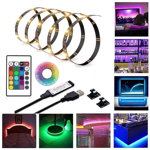  4m 13,1ft led rgb měnící barvu LED pásek podsvícení usb tv včetně 24 klíčů ir ovladač pc displej ložnice hra domácí atmosféra světlo