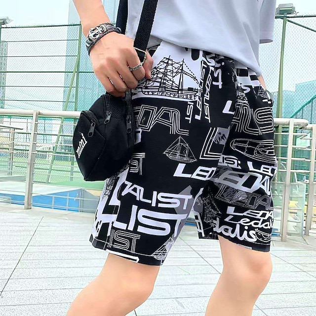  Herre Surfeshorts Badeshorts Sommershorts Strandshorts Snorer Elastisk midje Grafisk Komfort Pustende Kort Avslappet Daglig Strand Mote Gatemote 1 2 Mikroelastisk