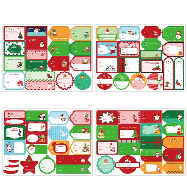  8 Sheets Santa Claus Christmas Bell Stickers for School Office Business Waterproof Self-adhesive Aesthetic Luxury for Women Men Girls