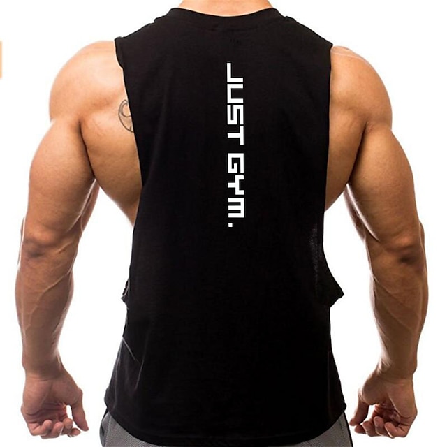  Men's Tank Top Vest Top Undershirt Letter Crew Neck Sport Daily Sleeveless Clothing Apparel Casual Muscle Workout