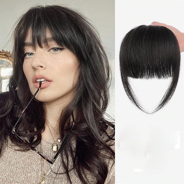 SEGO Clip-On Fake Bangs Hair Extension - Synthetic Straight Fringe, 7" Or 9" Length