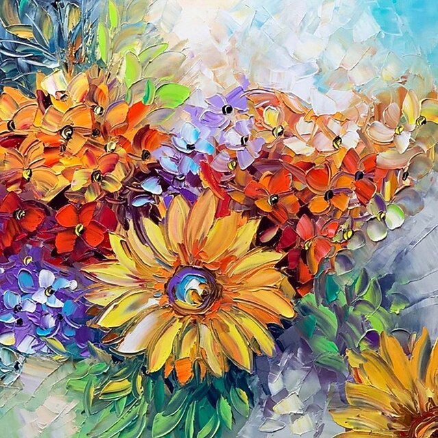 Handmade Hand Painted Oil Painting Wall Art Orange Yellow Sunflower