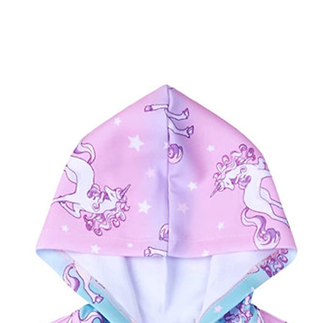 Baby & Kids Girls Clothing | Kids Girls Coat Long Sleeve Purple Rainbow Unicorn Zipper Fall Spring Active Street 3-12 Years - XG