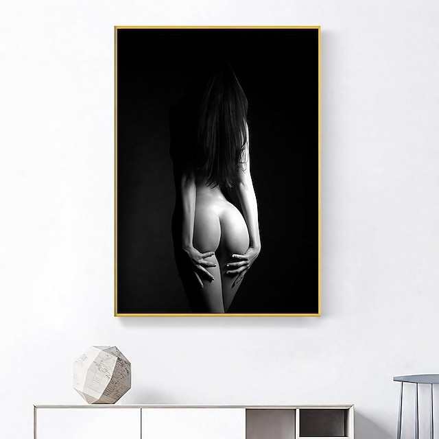  People Wall Art Canvas Black and White Sexy Woman Back Poster Prints and Posters  Pictures Decorative Fabric Painting For Living Room Pictures No Frame