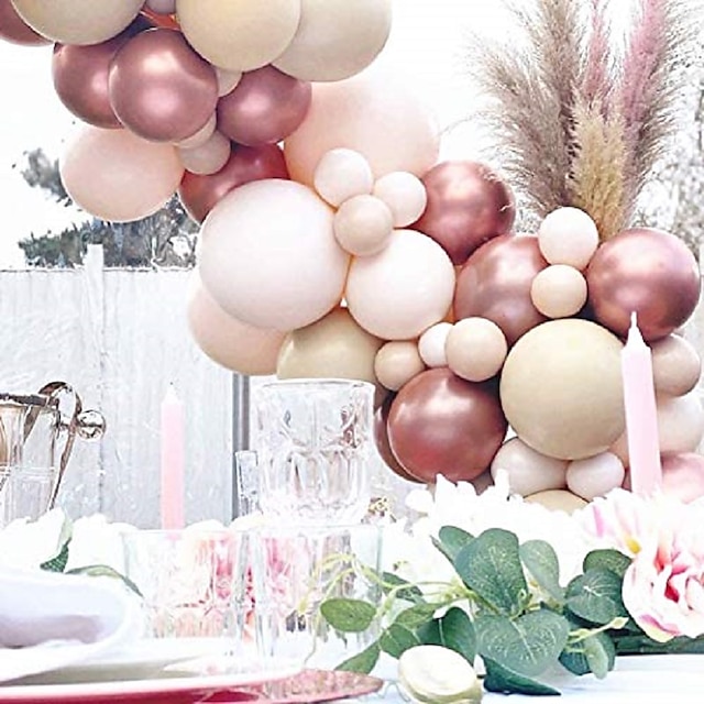  116db krém barack léggömb füzér készlet esküvői dekoráció króm rózsa arany fehér léggömb ív születésnapi buli baba zuhany dekoráció